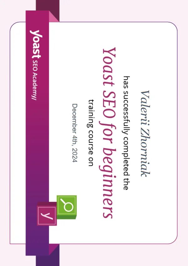 Certificate Yoast SEO