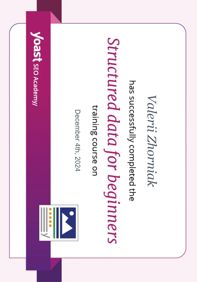 Certificate Yoast SEO